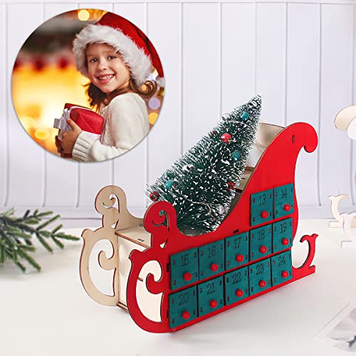Fisca Christmas Advent Calendar With Lights, Wooden Christmas Countdown Decoration Calendar With 24 Drawers For Gifts (11.2'' X 7.9'' X 3.2'') #TOP4