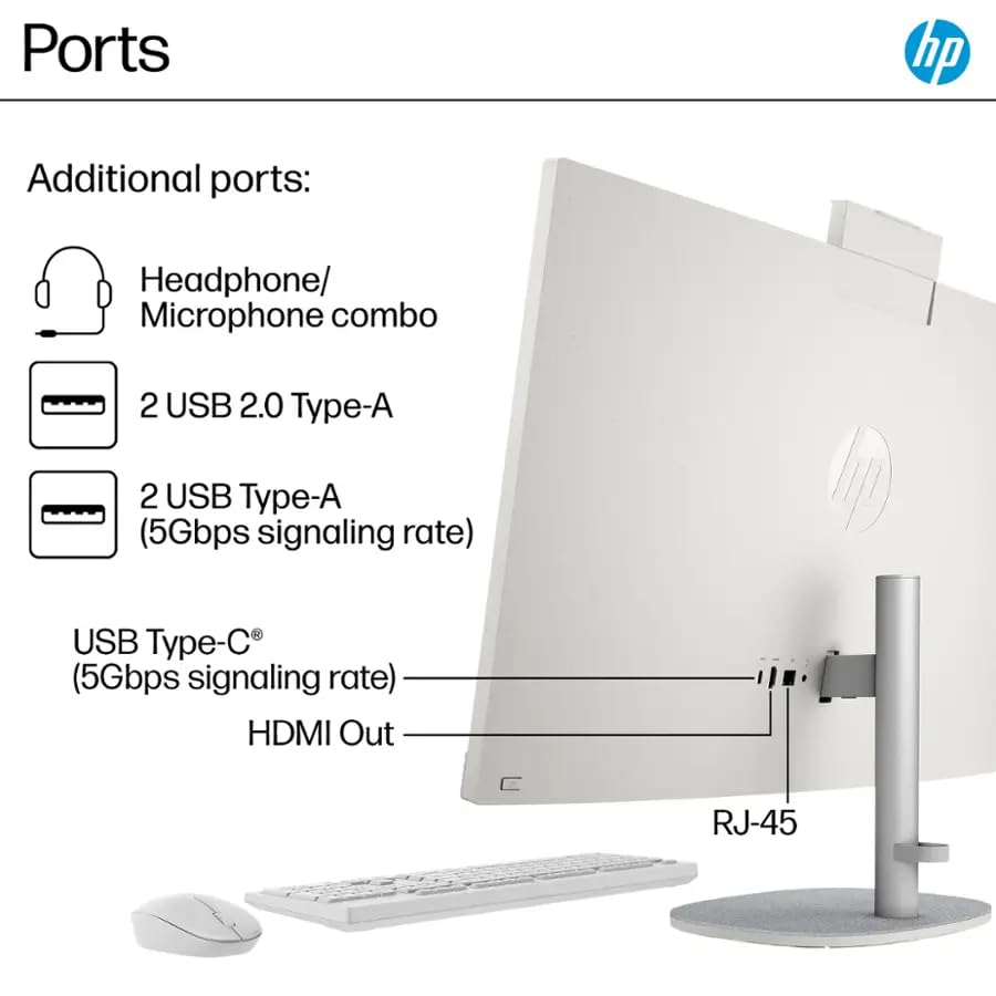 Image of HP 27 inch Touchscreen All-in-One Desktop, Intel Ultra 7-155U 12-Core, 64GB DDR5 RAM, 2TB SSD, Windows 11 Pro, FHD Display, Wi-Fi 6, IR Camera, Wireless Keyboard and Mouse, w /Accessories