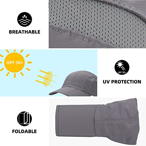 Rrvane Folding Upf50+ Sun Protection Hat, Quick Dry Baseball Cap Portable Adjustable Outdoor Sports Hats For Men, Women (Light Grey-B, Classic) #TOP3