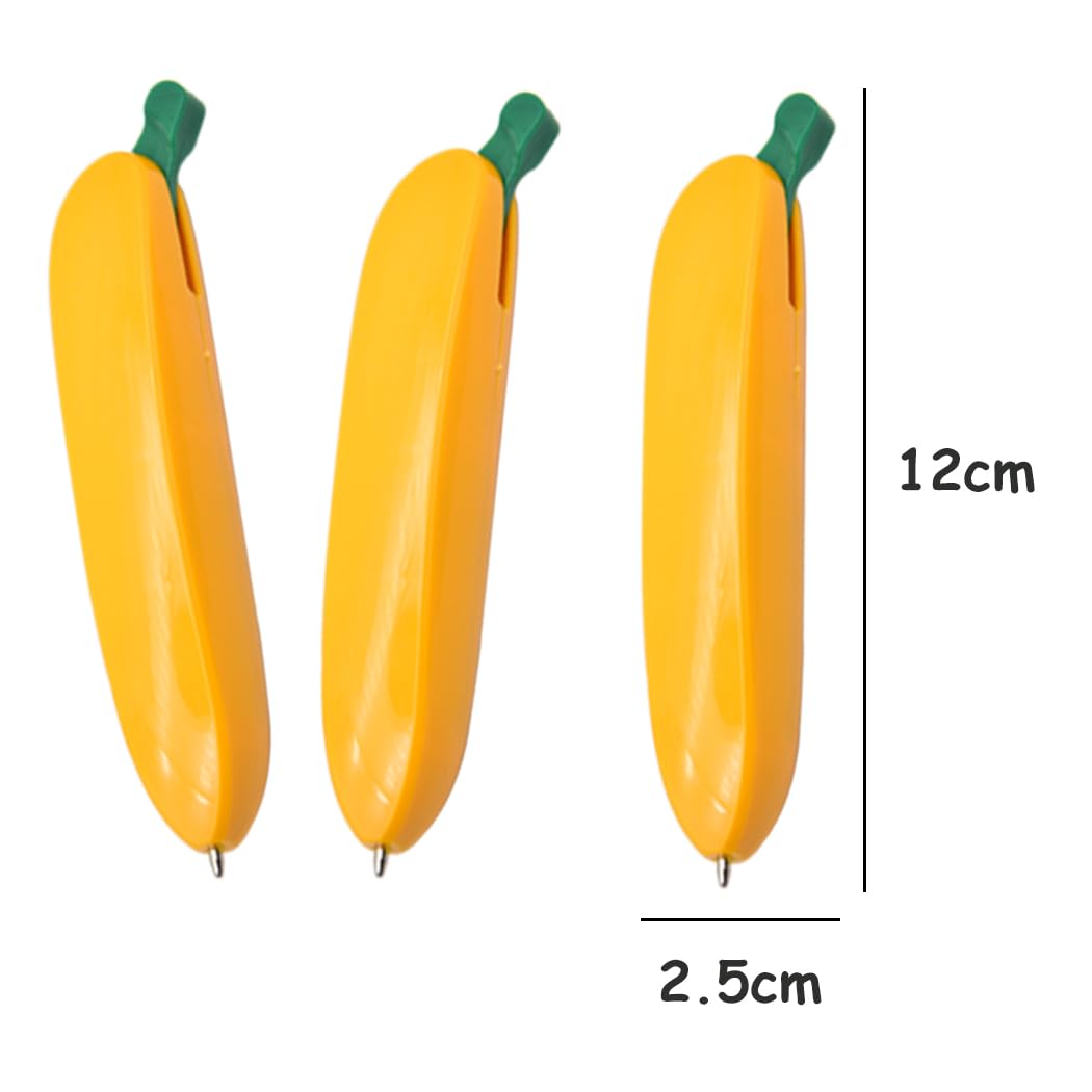 Ranvi 12 Pieces Banana Pens Retractable Pens Cute Writing Pens 1.0mm Black Ink For Desk Decoration Accessories Stationery School Office - Image 4