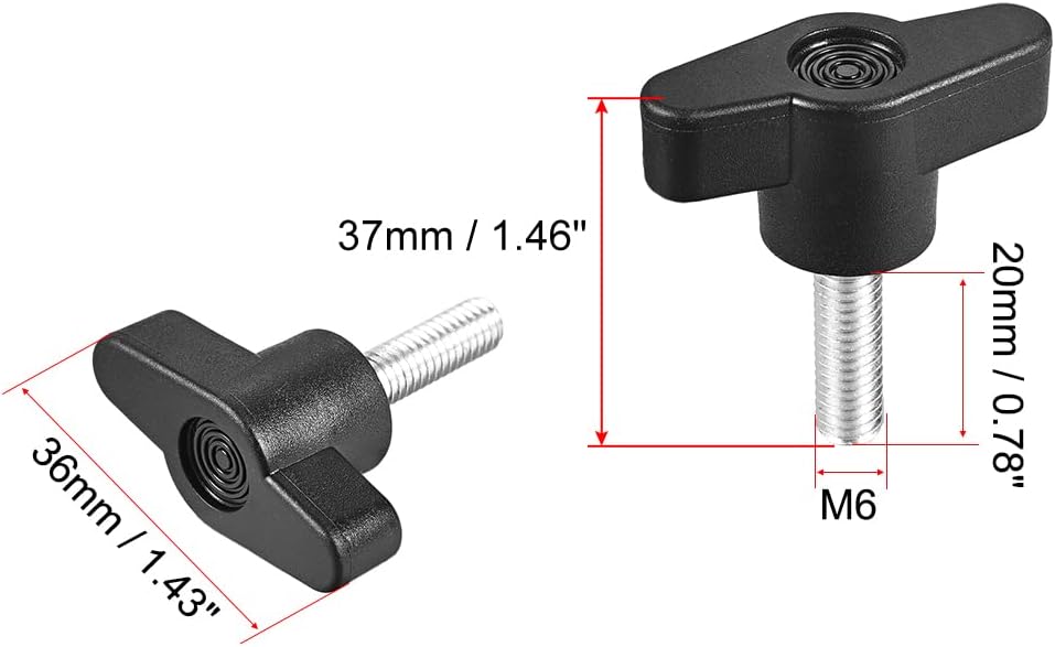 uxcell Clamping Handle Screw Knobs Handle M6 x 20mm Threaded T-Shape 3pcs