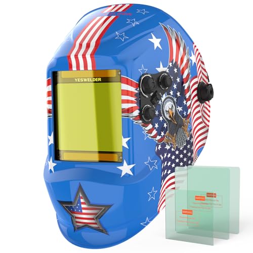 Image of YESWELDER Large View Auto Darkening Welding Helmet, Blue Light Blocking, 1/1/1/1 True Color Solar Powered Welder Hood Mask with 4 Arc Sensors, Wide Shade 3/5-9/9-13 for TIG MIG ARC CUT and GRIND