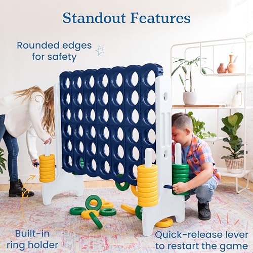 Image of ECR4Kids Jumbo 4-to-Score Giant Game with 42 Rings and Reset Sliders, Kids Games, Blue /Gold