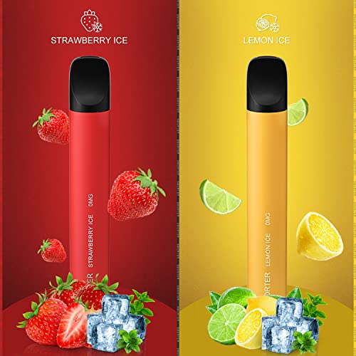 Smorter E Zigarette, 5 Stücke Einweg Vape E Zigarette, 450mAH E Zigarette mit Fruchtgeschmack, ohne Nikotin(Eis Wassermelone+Eis Blaubeere+Eis Erdbeere+Eis Minze+Eis Zitrone Geschmack) – Bild 4