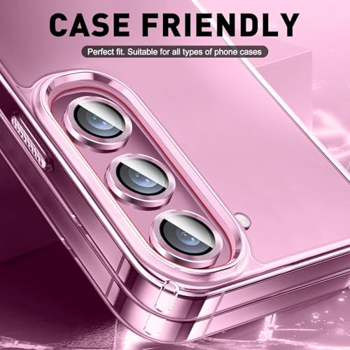 Image of TechTrendz Camera Lens Protector Ring for Samsung Galaxy Z Fold 7 Camera Aluminum Alloy Rings, Ultra-HD Full Coverage Anti Scratch Metal, Z Fold 7 Camera Lens Protector (3 Ring Included) (Rose Pink)