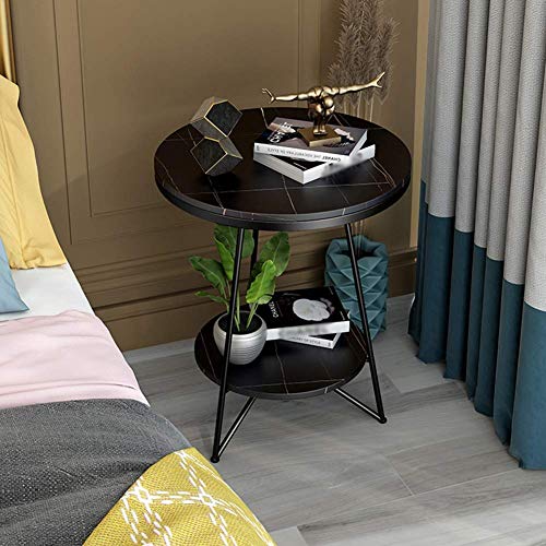 Table basse ronde en ardoise pour optimiser le rangement du salon