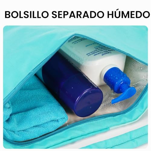 Miniatura 2 de Wandf Mochila Con Cordón, Bolsa Deportiva Para Gimnasio Con Compartimento Húmedo, Resistente Al Agua, Bolsa Con Cordón Para Mujeres Y Hombres Verde Menta Con Hombrera