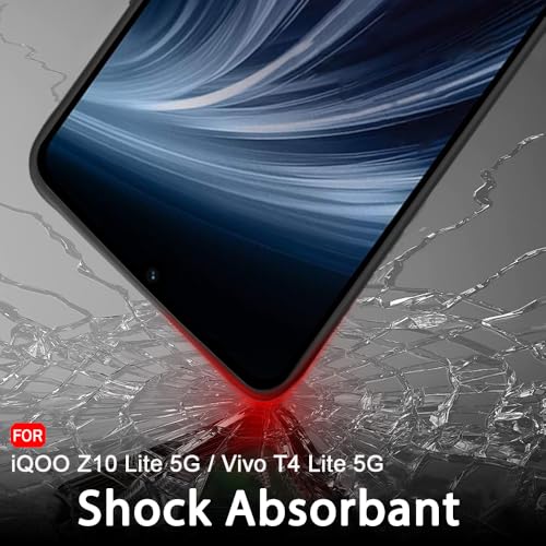 Image of TheGiftKart Sleek Back Cover Case for iQOO Z10 Lite 5G / Vivo T4 Lite 5G | Slim Fit Protective Design | Ultra Matte Finish | Camera Protection Bump | Soft Silicon Back Cover Case (Silicone, Black)