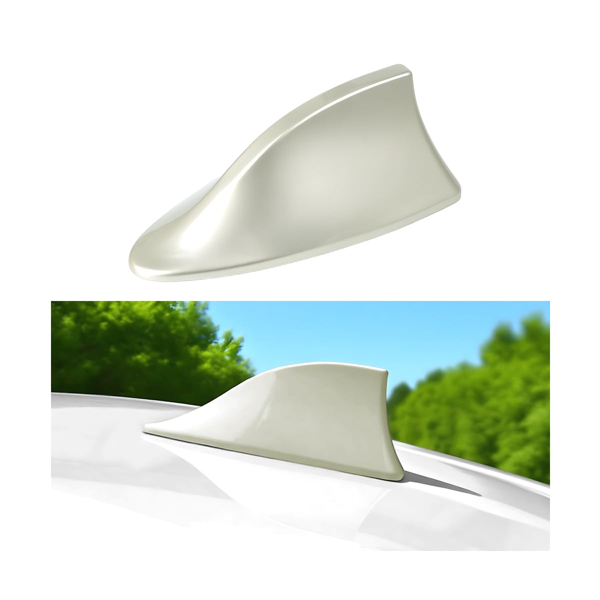 Car Shark Fin Antenna Cover, Top Roof Aerial Base AM/FM Radio Signal Base with Adhesive Tape, Fashionable Automotive Top Decoration Replacement, Universal for Vehicles (Gold)