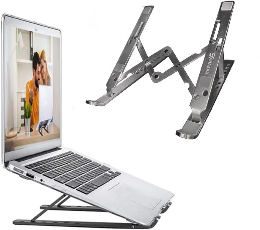 Portable Laptop Stand, Foldable Laptop Holder, Adjustable Laptop Stand, Laptop Stand, Portable Stand For Ipad Macbook Table, Laptop Stand For Desk, Laptop Holder, 6 Step Riser, LASER LOGO