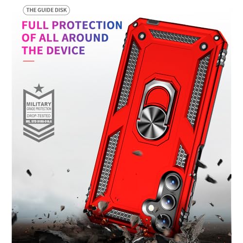 for Samsung Galaxy A15 5G Case with HD Screen Protector : Military Grade 16ft Drop Tested Ring Shockproof Protective Phone Case - Samsung Galaxy A15 Red - image 2