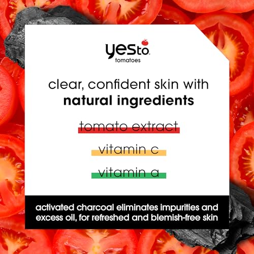 Yes To Tomatoes Clear Skin Detoxifying Charcoal Mud Mask For Acne Prone Skin Draw Out Impurities And Prevent Breakouts Contains Salicylic Acid 96 Natural Ingredients, Red, Tomato, 2.006 Fl Oz - Image 3
