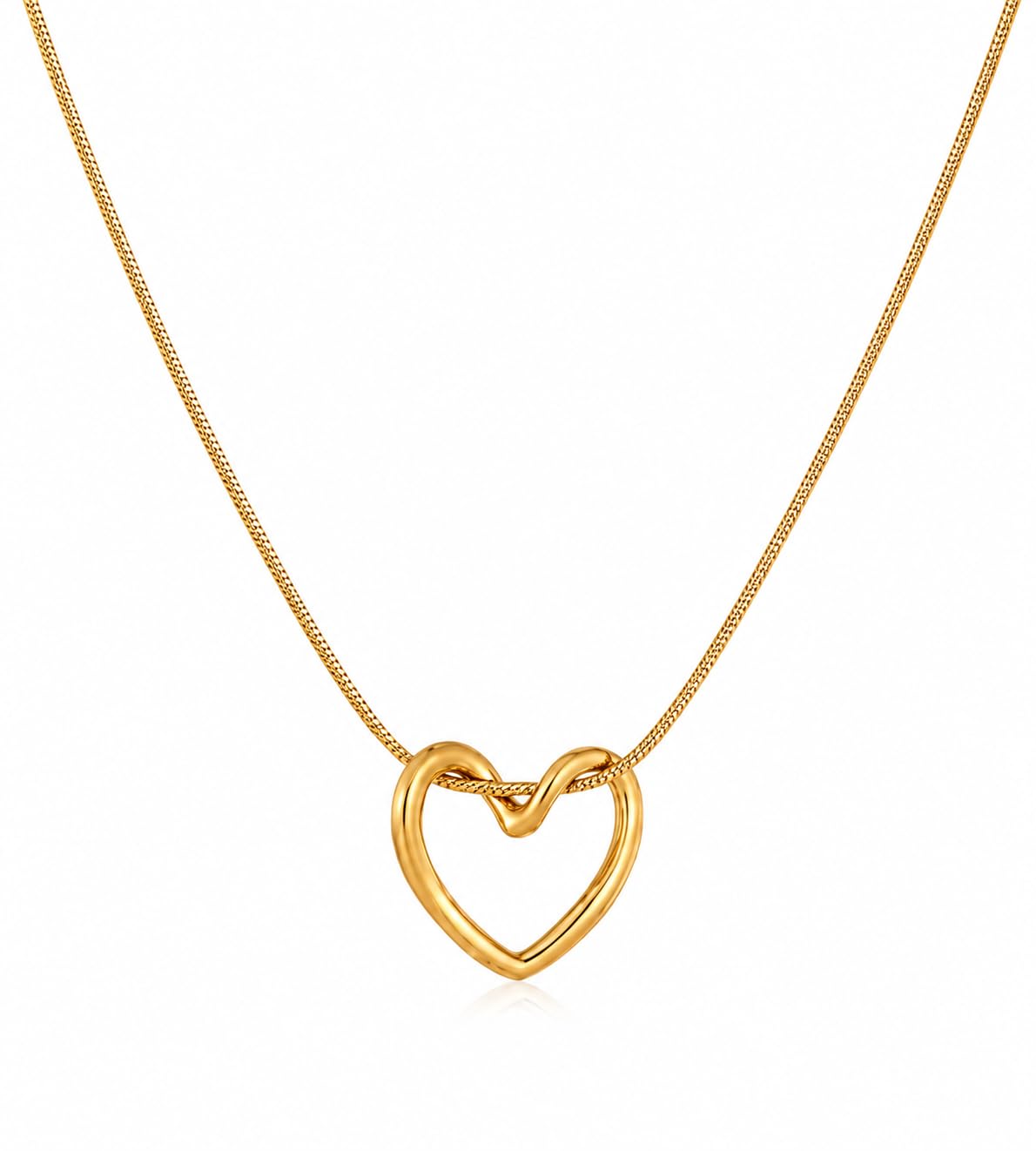 a Gold Plated Open Heart Pendant Necklace for Women | Minimalist Heart Chain Necklace | Anti Tarnish Daily Wear Jewellery | Adjustable Chain Gift for Girls & Women-image-34