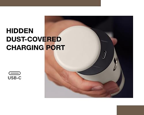 Miniatura 6 de Juego de molinillo eléctrico recargable de acero inoxidable para sal y pimienta, carga USB con cubierta antipolvo, 6 modos de molienda ajustables +