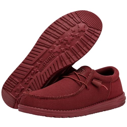 HEYDUDE Men's Wally Funk Mono Red Size 15 | Men's Loafers | Men's Slip On Shoes | Comfortable & Light-Weight