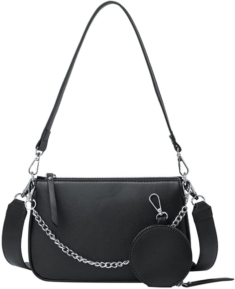 Multi-Strap Leather Crossbody Bag for Women with Coin Purse 3 Removable Straps