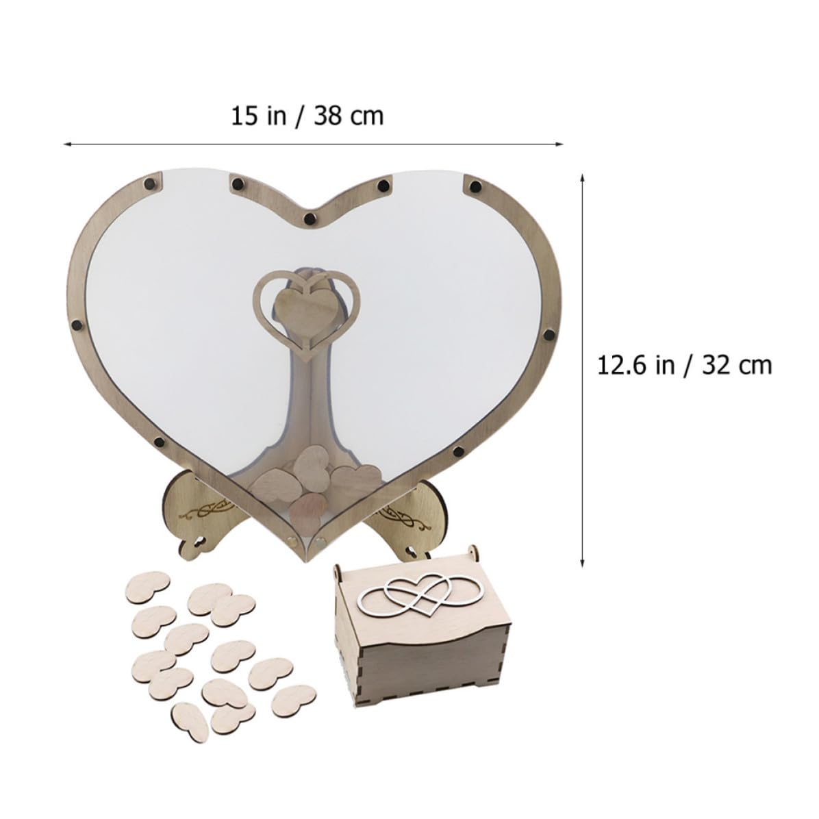 SHINEOFI Libro de Visitas de Boda Libro de Visitas del Corazón de Madera Letrero para Boda Forma de Corazón Base Estable Decoración de Mesa y San Valentín