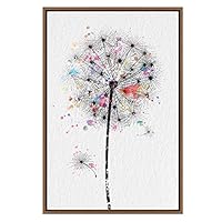 SIGNWIN Framed Canvas Wall Art A Closeup of a Dandelion with Rainbow Watercolor Splashes Botanical Flower Illustrations Modern Art Chic Fun for Living Room, Bedroom, Office - 16
