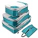 Produktbild Packtaschen Kompression Ultraleicht, ABC Compression Packing Cubes 4er Set Packwürfel Rucksack Wasserdicht Reiseorganizer Familie Koffer Reisedokumententasche Kofferorganizer kleidertaschen (Blau)