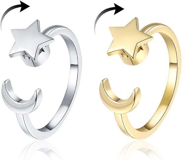 OGLYMRA Anelli Antistress Argento Fidget Ring