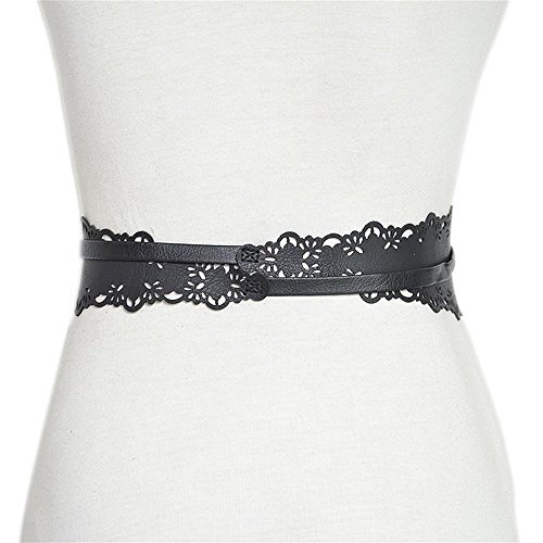 Women's Soft Leather with Lace Waist Belt Bow Tie Wrap Around Boho Corset Fashion Elegant for Dresses (Beige)4