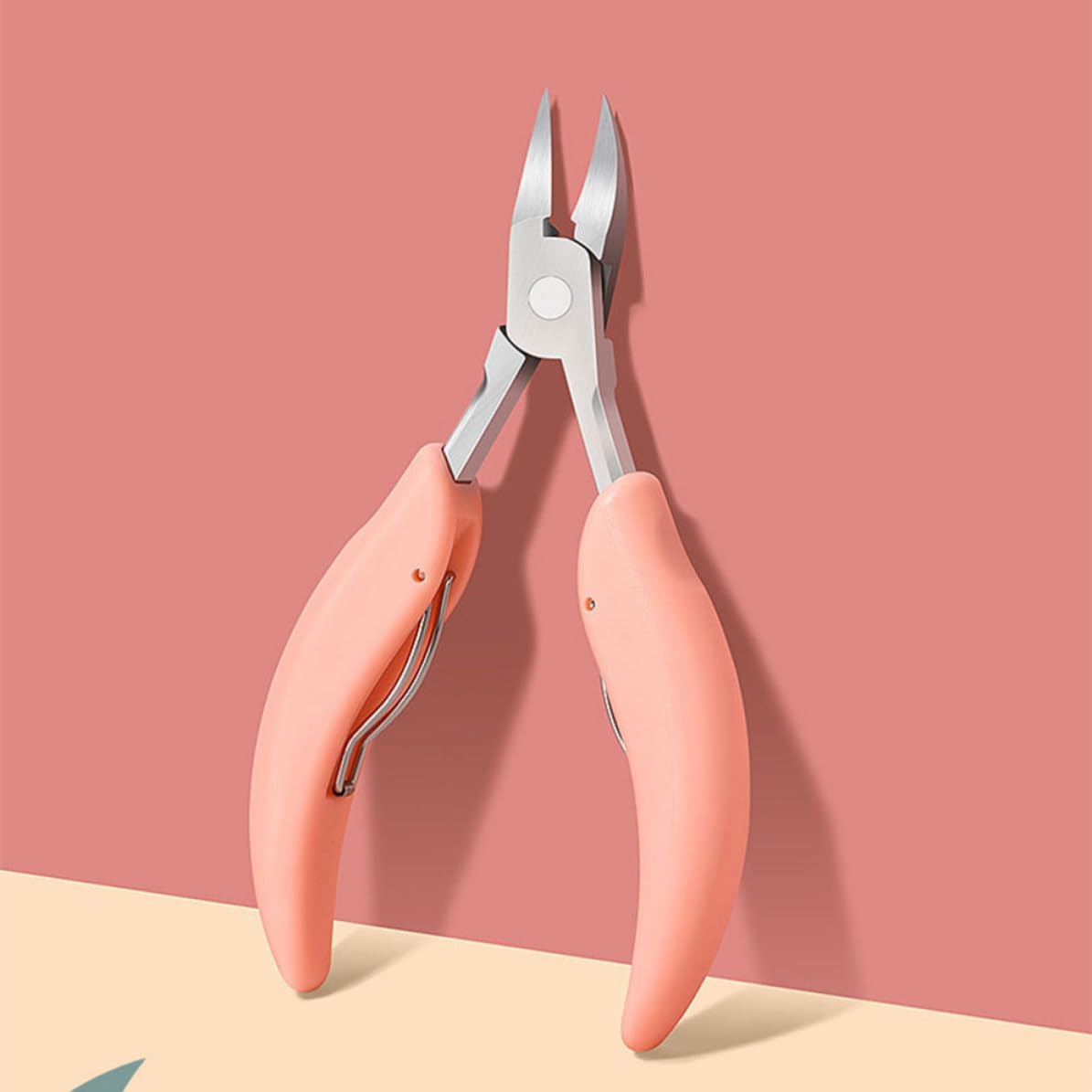Vaguelly Professional Cuticle Nipper Stainless Steel Nail Art Tool with Double Spring Design and Wear-resistant Pink Handle for Manicure and Pedicure