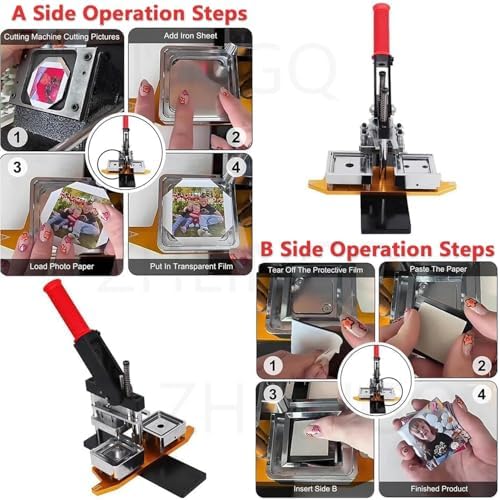 DIY Rectangle Magnet Maker Kit - 2.1x3.2in Photo Fridge Magnet Press Machine with 1000 Sets Materials, Paper Cutter & Knife - Perfect for Custom Magnets & Crafts