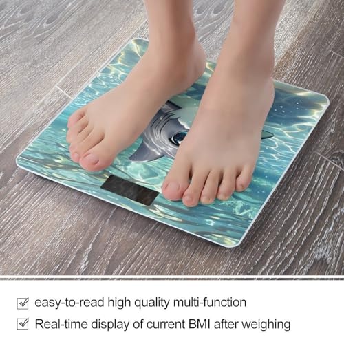 Báscula digital de baño con tiburón flotante y pantalla LCD miniatura 5