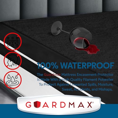 Guardmax Terry Cotton Zippered Mattress Encasement - Queen Size - 100% Waterproof and Bed Bug Proof Mattress Protector - Absorbent Six-Sided Mattress Cover (Black, RV (48 X 75)) - Thumbnail 5