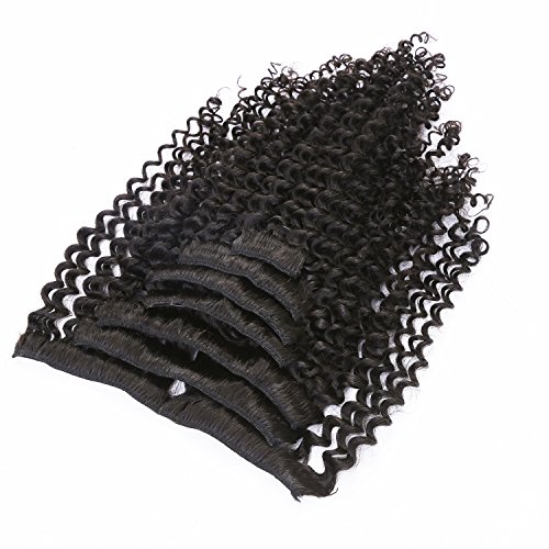 Loxxy Kinky Curly Clip In Human Hair Extensions 3B 3C Kinky Clip Ins For Black Women Nutural Color 8A Double Wefts Real Remy Balayage Hair Extension,120G,16 Inch #TOP6