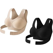 1/2/3 PC Posture Corrector Bra for Women, Seamless Shaping Corrective Support Bras Breathable Full Coverage Cross-Back Anti Sagging Bras Front Closure Lift Wireless Bralette All-Day Comfort