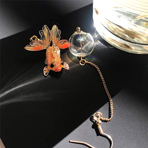 Damleng Funny Cute Acrylic Resin Simulation Fish In Bag Dangle Earrings Unique Asymmetry Lightweight Goldfish Dangle Drop Earrings Jewelry Gift For Girls Women (Yellow) #TOP2