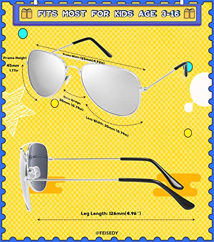 Feisedy Classic Kids Sunglasses For Boys Girls Pilot Sunglasses Reflective Metal Frame Baby Age 3-16 B2786 #TOP4