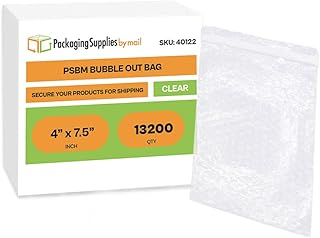 PSBM Bubble Pouches Bubble Out Bags, 4x7.5 Inch, 13200 Pack, Clear, Self Seal Air Cushion Bags For Moving Protecting & Shipping Fragile Items