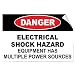 Danger Electrical Shock Hazard Multiple Power Source Label Decal Sticker 7 Inches X 5 Inches