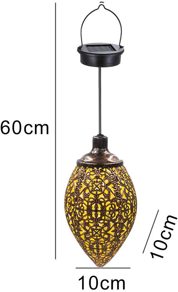 2 Pcs Hanging Solar Lights Solar-Powered Lantern LED Garden Lights Metal Lamp Waterproof for Outdoor Hanging Decor