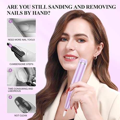Saviland Cordless Nail Drill Machine – Electric Nail Drill Electric Nail File With Nail Drill Bits 30000Rpm For Acrylic/Gel Nails Removal Rechargeable Manicure Pedicure Kit For Salon Home Use, Purple #TOP1
