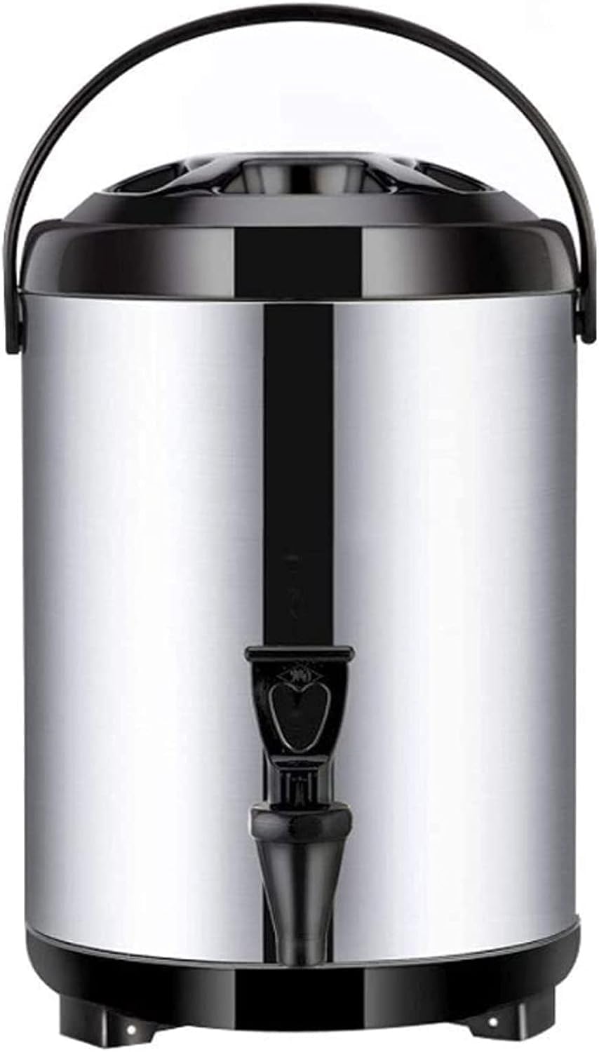 ASerZenith Stainless Steel Beverage Dispenser With Tap, Insulated Barrel For Hot Beverages, Ideal For Picnics, Parties And Buffets, For Soy Milk, Tea And More(Black-8L)