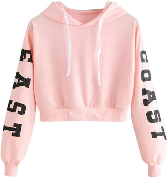 Letra de las mujeres de manga larga con capucha sudadera pullover tops  blusa de moda acogedor salvaje apretado de calidad estupenda rosa blanco  negro para mujer (Color : Rosa, tamaño : SG) :