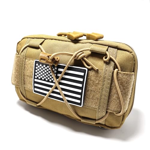Tactical Molle Admin Pouch Compact Utility EDC Tool Bag Phone Pouches Fanny Waist Pack Bag Belt Pouch Small First Aid Kit Khaki