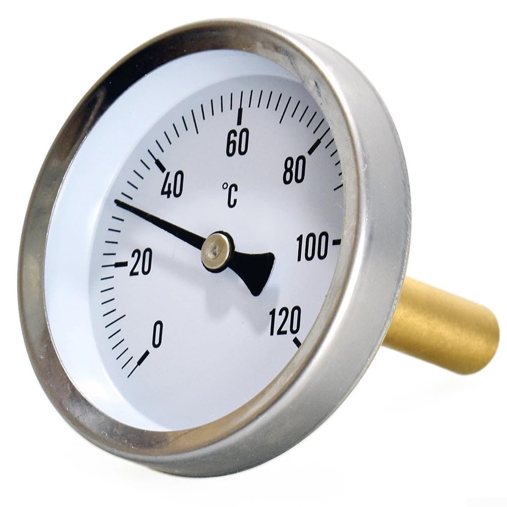 Temperature Meter 63mm Dial With Bimetal Element And Brass Sleeve For Accurate Heat Reading In Central Heating, Outdoor Stoves, And Industrial Devices
