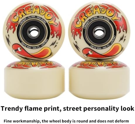 Skateboard Wheels 52mm 99A with Bearings, Set of 4 (Pale Millet Yellow) - 3