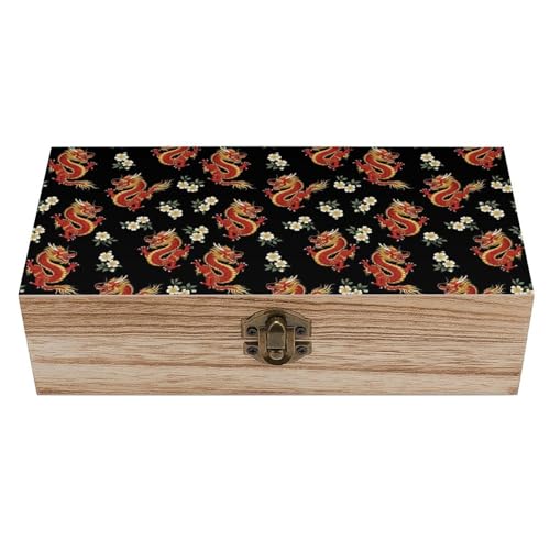 PUYWTIY Wooden Storage Box with Hinged Lid, Decorative Wooden Box