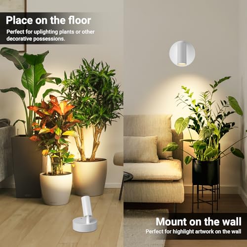 TaoFiaCo Wireless Led Spotlight Indoor, Plant Spotlight Indoor with Remote Dimmable, 350° Rotate, Rechargeable Uplighting Battery Powered Ceiling Light for Artwork Painting Plant Picture Lights-White by TaoFiaCo - Image 8