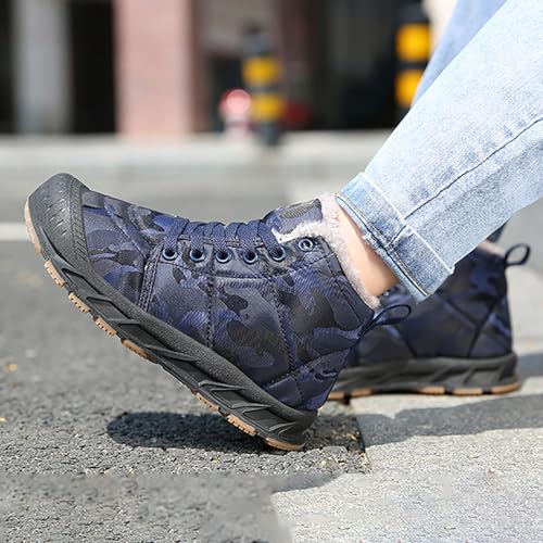 Winter Snow Boots for Kids Warm Faux Fur Lined Ankle Booties Lace Up Slip on Outdoor Walking Shoes for Boys Girls3