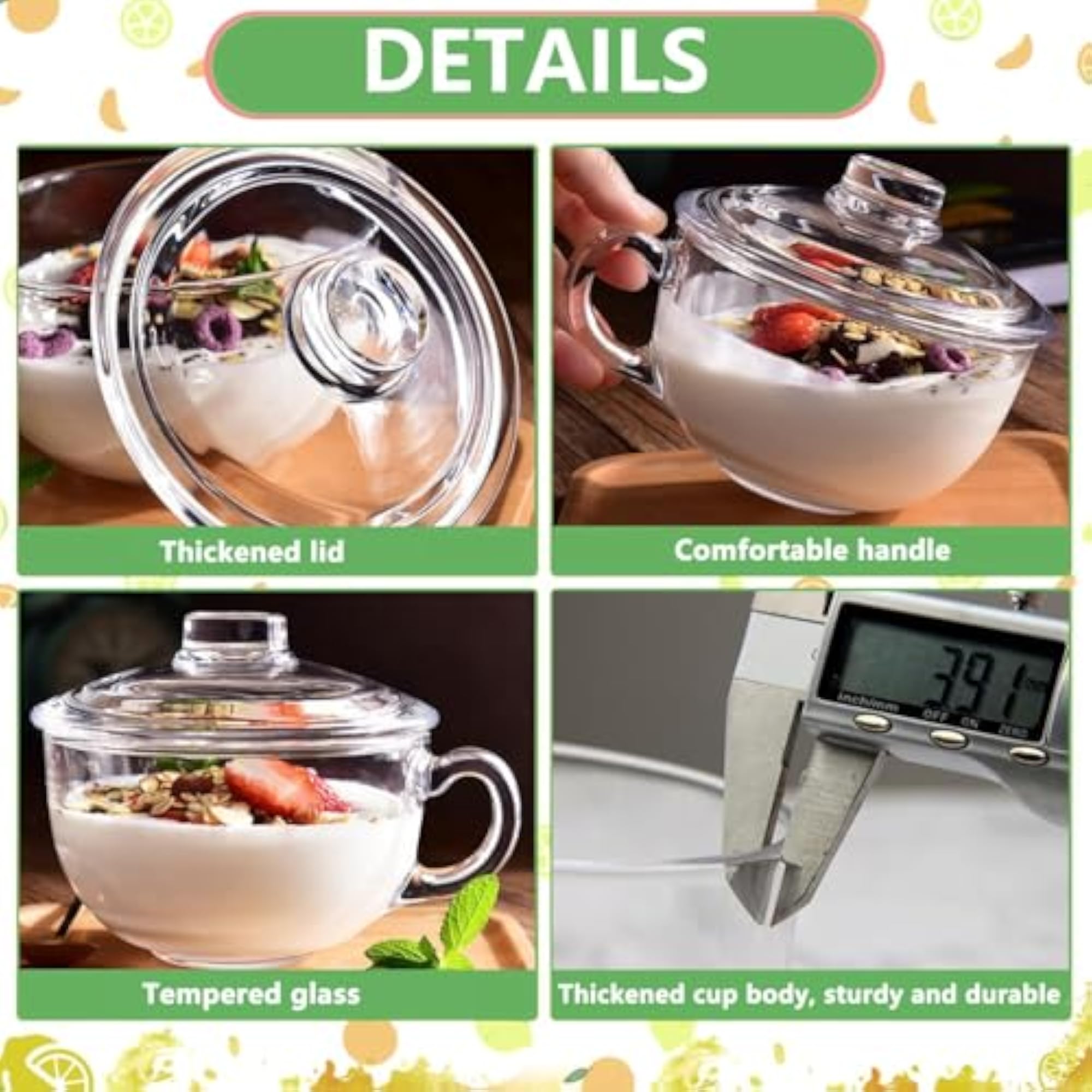 Clear Glass Bowl with Handle and Lid, Versatile Kitchenware