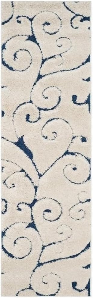 BOWERY HILL Contemporary 8' X 10' Power Loomed Rug in Cream and Blue