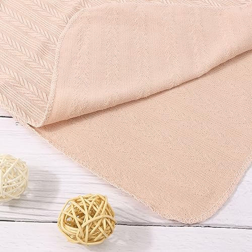 Image of AQOKKA Newborn Receiving Blanket with Bow Hat Mittens Wooden Card Set Wheat-Pattern Newborns Toddler Baby Boy Girl Nursery Swaddle Wrap