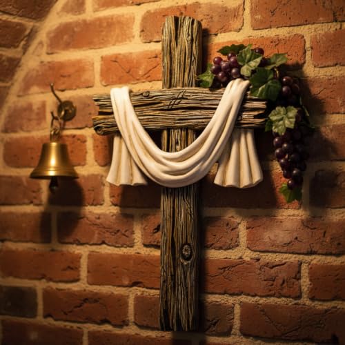 Cruz de pared Comfy Hour blanca y marrón para regalo de bodas 7