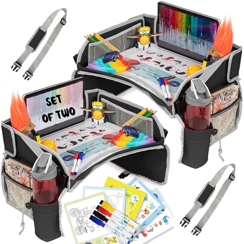 PILLANI Kids Travel Tray – Car Seat Tray for Road Trips & Flights – Toddler Lap Desk Organizer with Activity Essentials